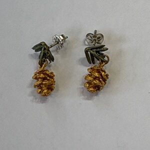 Gold and Bronze Pinecone Earrings by Michael Michaud